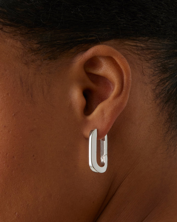 JENNY BIRD U-Link Hinged Silver Waterproof Hoop Earrings For Women