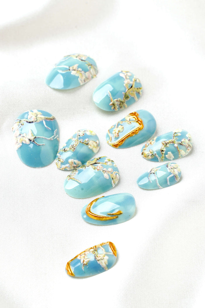 VAN GOGH ALMOND BLOSSOM - SHORT OVAL PRESS-ON NAILS