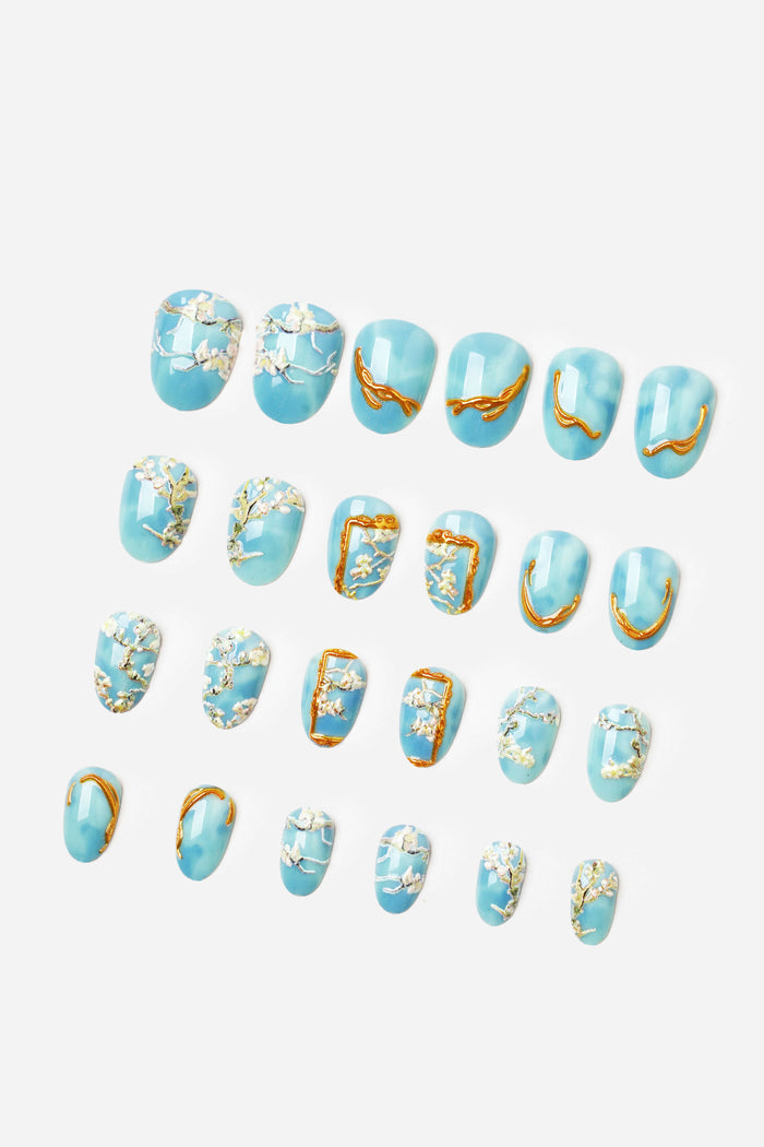 VAN GOGH ALMOND BLOSSOM - SHORT OVAL PRESS-ON NAILS