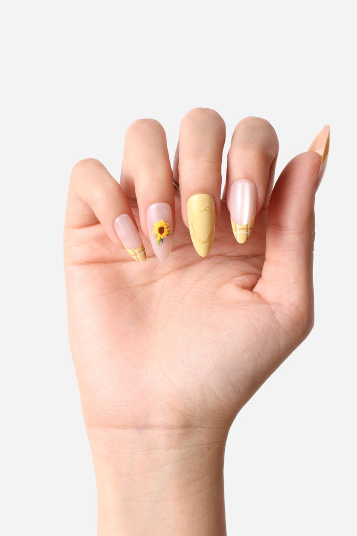 VAN GOGH SUNFLOWERS – ALMOND PRESS-ON NAILS