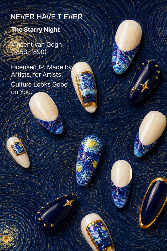 VAN GOGH THE STARRY NIGHT - ALMOND PRESS-ON NAILS