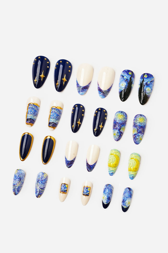 VAN GOGH THE STARRY NIGHT - ALMOND PRESS-ON NAILS