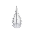 Clear glass bubble candle holder shaped like an evergreen tree with layered branches and a rounded base.