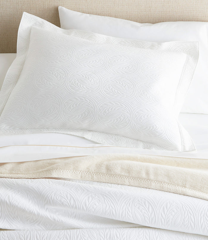 Vienna Sham on Bed White