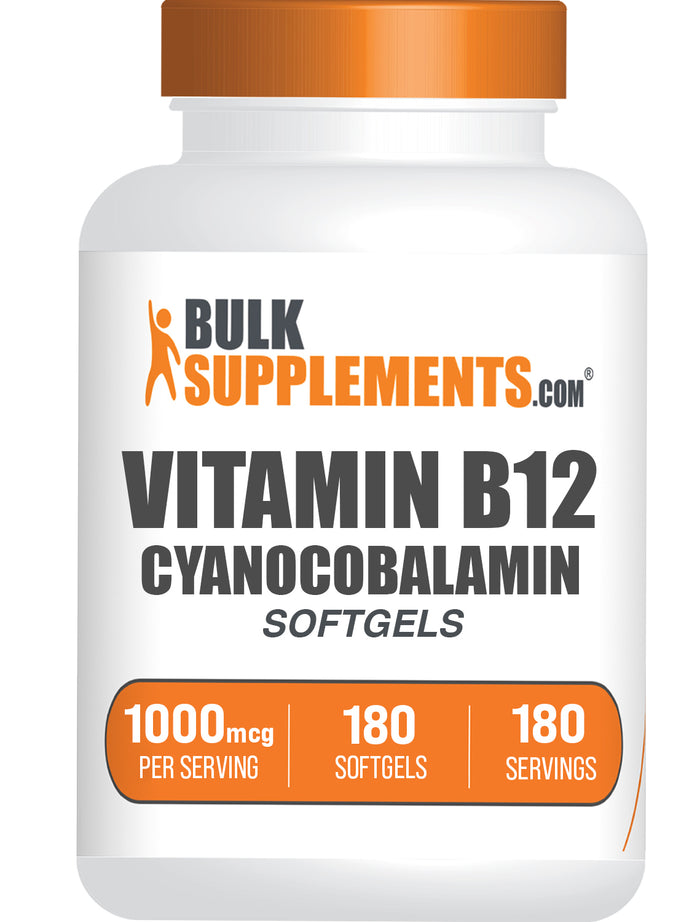 BulkSupplements.com Vitamin B12 Cyanocobalamin Softgels 1000mcg 180 ct bottle image