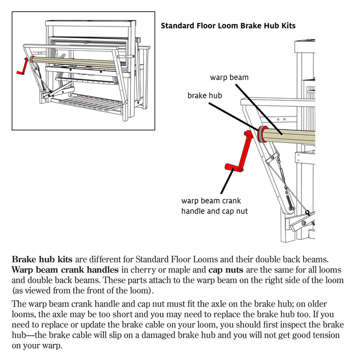 Warp Beam and Brake Hub Kits for Standard Floor Loom