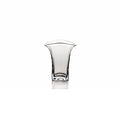 Clear glass vase with flared rim and curved sides, featuring a narrow base.