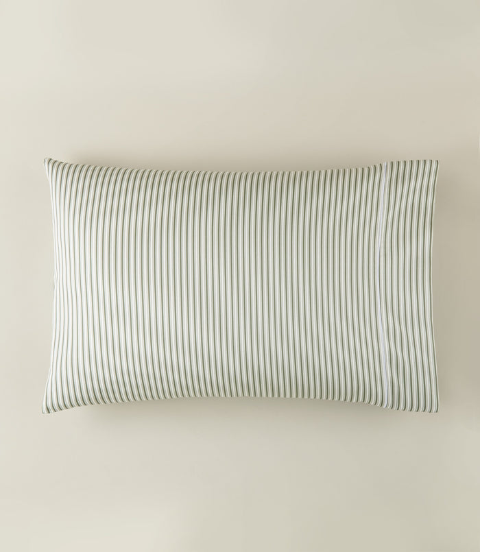 Windsor Stripe Pillowcases with satin stitch hem, Stripe Moss