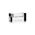 Silver and black metallic cardholder with textured finish and front card slot.