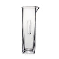Clear glass cocktail carafe with a pouring spout and tall cylindrical shape.