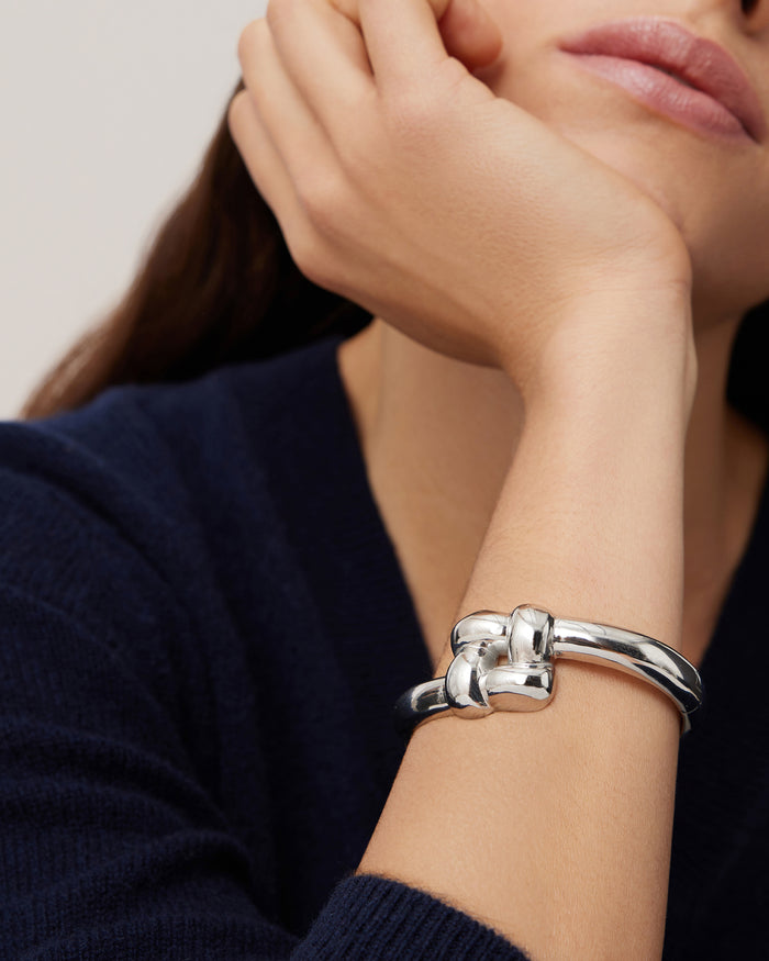 JENNY BIRD Waterproof Woven Square Bangle Silver Bangle For Women