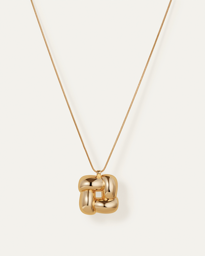 Woven Square Long Pendant Necklace