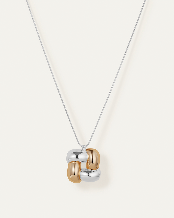 Woven Square Long Pendant Necklace