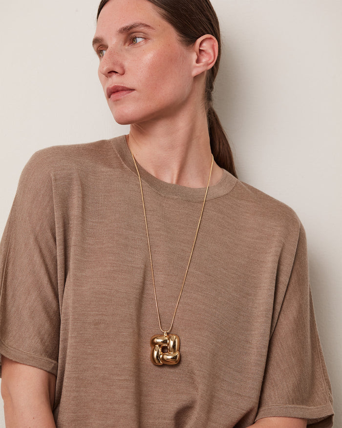 Woven Square Long Pendant Necklace