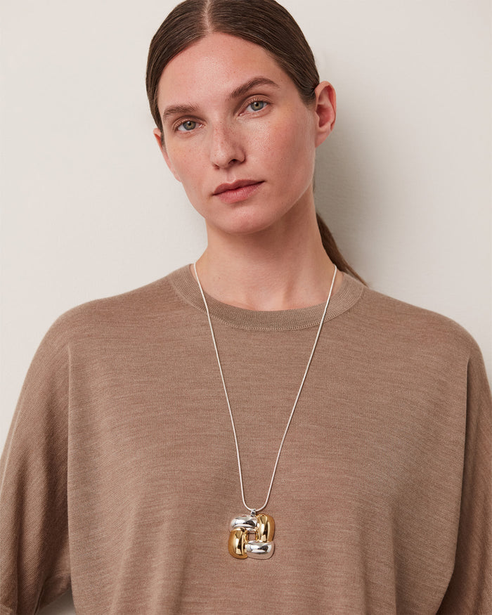 Woven Square Long Pendant Necklace