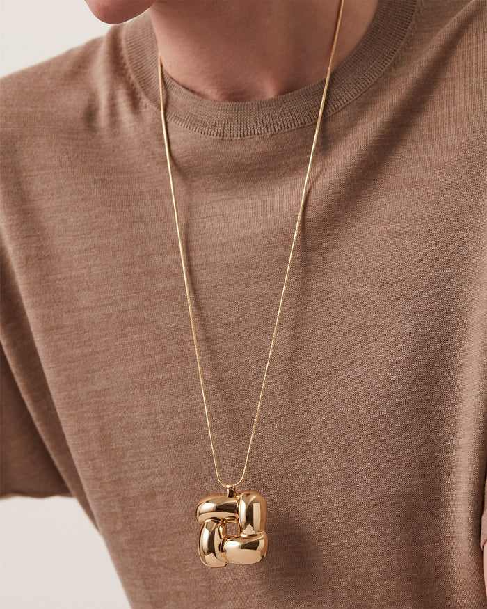 Woven Square Long Pendant Necklace