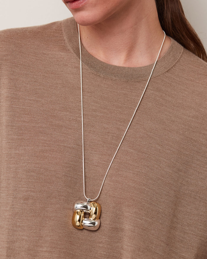 Woven Square Long Pendant Necklace