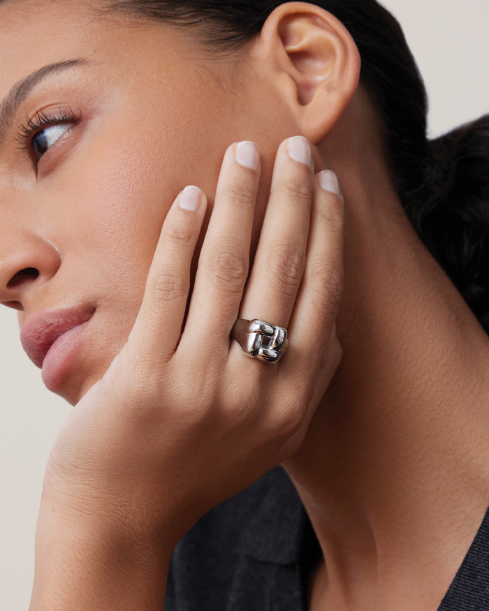 JENNY BIRD Waterproof Woven Square Ring Silver Ring For Women