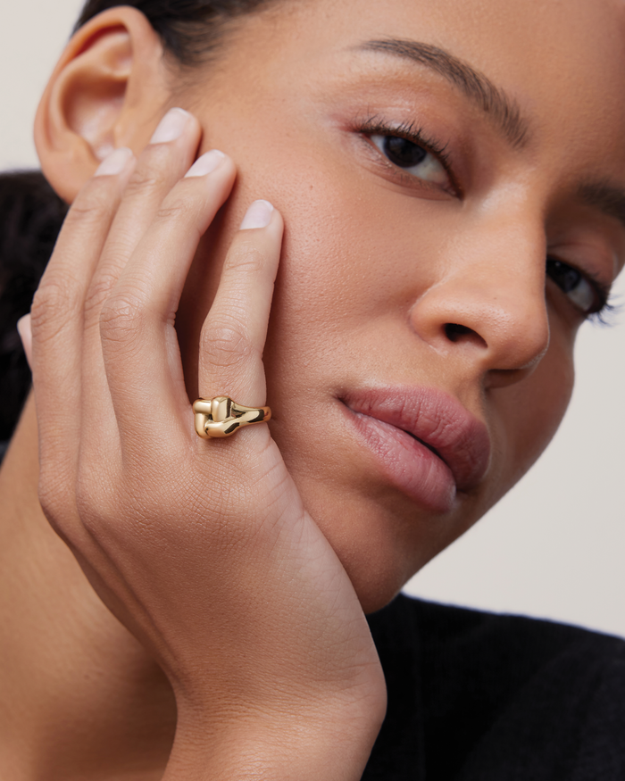 JENNY BIRD Waterproof Woven Square Signet Ring Gold Ring For Women