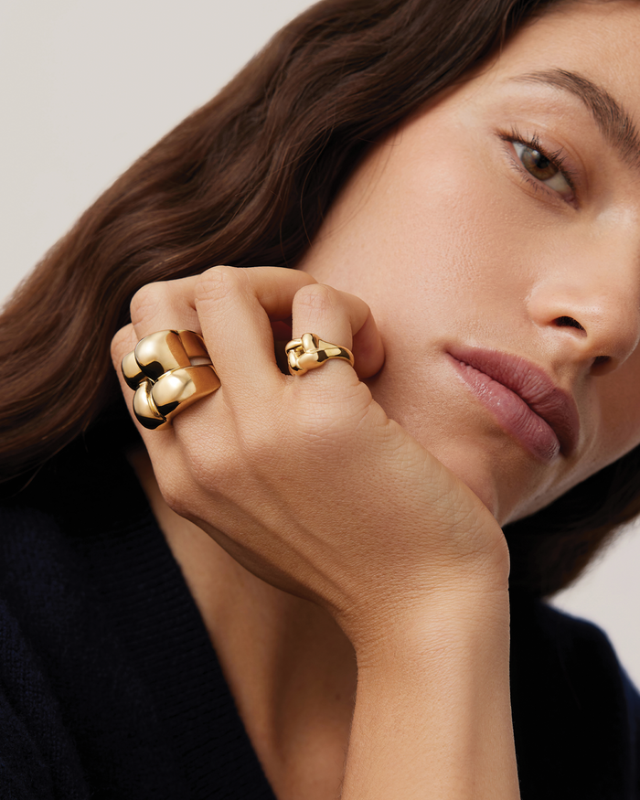 JENNY BIRD Waterproof Woven Square Signet Ring Gold Ring For Women