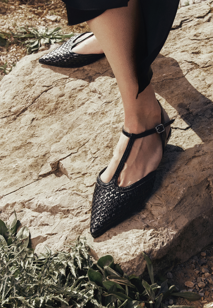 Woven T-Strap Flats